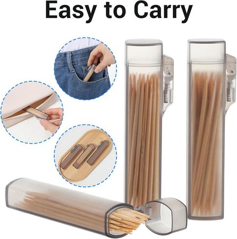 5Pcs Pocket Toothpick Holder, Toothpick Holder for Purse with Spring-Open Lid Design, Travel Toothpicks Holders Translucent Gray Case for Dental Floss Sticks and Small Essentials Storage in Saudi Arabia