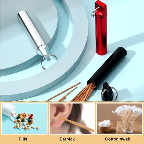 Pelopy 6 Pcs Metal Portable Toothpick Holder Dispenser Aluminum Alloy Pocket Toothpick Holder Box Small Toothpick Case Toothpicks Container with Keychain for Camping Travel Picnic Purse, 3 Colors in Saudi Arabia