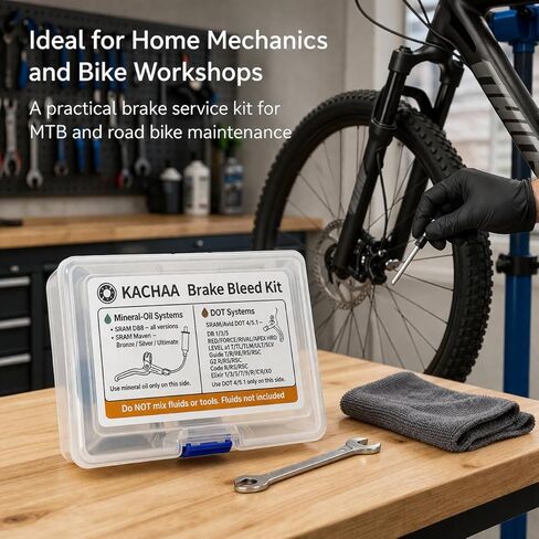 طقم تنزف فرامل الدراجة لـ SRAM Maven/DB8 الزيوت المعدنية وSRAM/Avid DOT 4/5.1 فرامل قرصية هيدروليكية، مجموعة أدوات نزيف النظام المزدوج، لا يتضمن سائل الفرامل in Kuwait