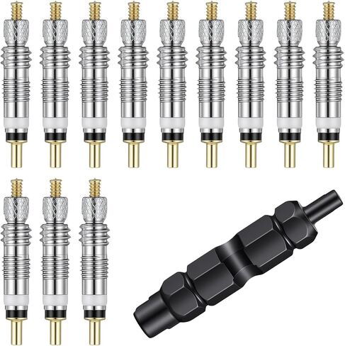 12 PCS Presta Valve Core Presta Valve Adaptor with 1Pcs Valves Removal Tool Prestas Valves Core Removal Tool Tubeless Tire Repair Kit for Tubeless Road MTB Bike Black in Saudi Arabia