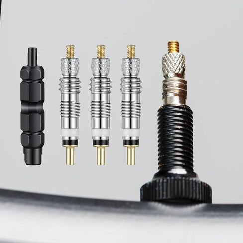 12 PCS Presta Valve Core Presta Valve Adaptor with 1Pcs Valves Removal Tool Prestas Valves Core Removal Tool Tubeless Tire Repair Kit for Tubeless Road MTB Bike Black in Saudi Arabia
