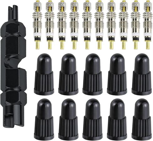 Hovom 21PCS Presta Valve Core Kit, Alloy Stem Removal Tool with 10 Presta Valve Cores and 10 Stem Caps, Brass Valves Core Replacement for Mountain Bike & Road Bike Tubeless Tire Repair (Blue) in Saudi Arabia