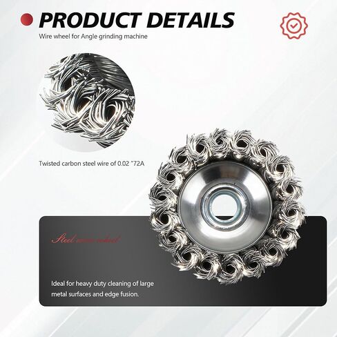24 حزمة من فرشاة الأكواب السلكية لمطحنة زاوية 4-1/2 3 بوصات من الفولاذ الكربوني معقودة مع أربور ملولب 5/8 بوصة - 11 للتكييف شديد التحمل وإزالة الصدأ in Kuwait