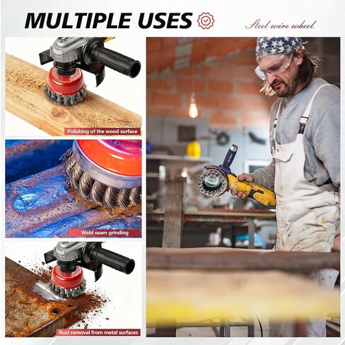 24 حزمة من فرشاة الأكواب السلكية لمطحنة زاوية 4-1/2 3 بوصات من الفولاذ الكربوني معقودة مع أربور ملولب 5/8 بوصة - 11 للتكييف شديد التحمل وإزالة الصدأ in Kuwait