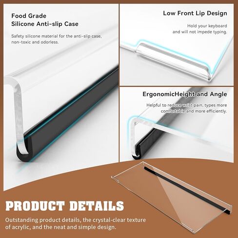 Acrylic Keyboard Stand Riser for Desk, Ergonomic Computer Tilted Keyboard Holder Clear Desktop Stand with Non-Slip Pads for School Home Office Desk Accessories in Kuwait