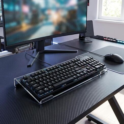 Acrylic Keyboard Stand Riser for Desk, Ergonomic Computer Tilted Keyboard Holder Clear Desktop Stand with Non-Slip Pads for School Home Office Desk Accessories in Kuwait