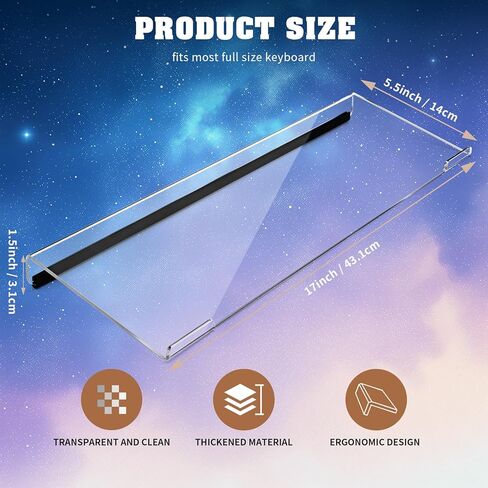 Acrylic Keyboard Stand Riser for Desk, Ergonomic Computer Tilted Keyboard Holder Clear Desktop Stand with Non-Slip Pads for School Home Office Desk Accessories in Kuwait