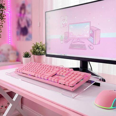 Acrylic Keyboard Stand Riser for Desk, Ergonomic Computer Tilted Keyboard Holder Clear Desktop Stand with Non-Slip Pads for School Home Office Desk Accessories in Kuwait