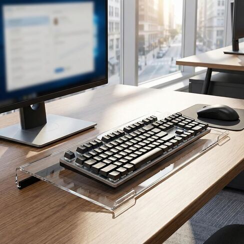 Acrylic Keyboard Stand Riser for Desk, Ergonomic Computer Tilted Keyboard Holder Clear Desktop Stand with Non-Slip Pads for School Home Office Desk Accessories in Kuwait
