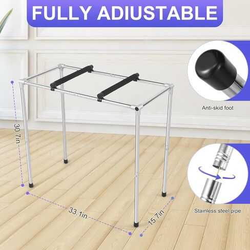 حامل لوحة مفاتيح البيانو بطول قابل للتعديل - إطار من الفولاذ المقاوم للصدأ، تصميم متحرك للوحات المفاتيح الإلكترونية والبيانو | صغير الحجم موفر للمساحة، وثابت للسجاد، ومساحة إضافية للأرجل | مثالية للأطفال والكبار in Kuwait