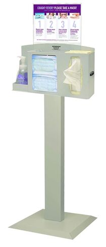 قم بتغطية مجموعة الامتثال للسعال الخاصة بك والتي تحتوي على معقم لليدين وقناعين و1-2 منديل. كوارتز بيج بلاستيك ABS، حامل كوارتز بيج فولاذ مطلي بمسحوق - لافتة عمودية تحمل لافتات مقاس 8.5 × 11 بوصة. in Kuwait