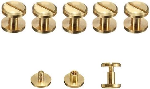 5PCS 8MM Height DIY Flat Belt Screw Leather Craft Chicago Nail Brass Solid Rivets Stud Head US in Saudi Arabia