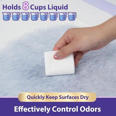 وسادات سرير شديدة التحمل 110 جرامًا مقاس 76.2 سم × 91.44 سم، 50 قطعة من وسادات ميلدبلوس الأرجوانية للاستعمال مرة واحدة مع طبقة مضادة للانزلاق، وسادات ظرف كبيرة جدًا، وسادات سلس البول أكثر سمكًا 3 مرات للبالغين والأطفال أو الحيوانات الأليفة in Kuwait