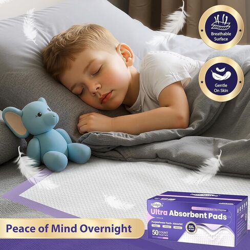 وسادات سرير شديدة التحمل 110 جرامًا مقاس 76.2 سم × 91.44 سم، 50 قطعة من وسادات ميلدبلوس الأرجوانية للاستعمال مرة واحدة مع طبقة مضادة للانزلاق، وسادات ظرف كبيرة جدًا، وسادات سلس البول أكثر سمكًا 3 مرات للبالغين والأطفال أو الحيوانات الأليفة in Kuwait