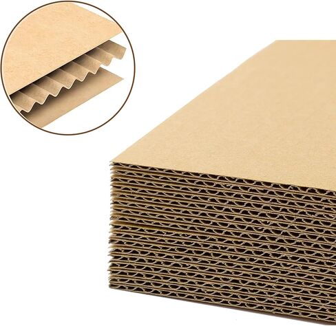 50 حزمة من أوراق الورق المقوى المموج مقاس 8 × 12 بوصة، لوحات بطاقات مربعة مسطحة تُدرج وسادات مموجة للحرف اليدوية والمشروعات الفنية والشحن والبريد والتعبئة (بني) in Saudi Arabia