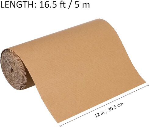 DOITOOL Corrugated Cardboard Roll 12 X 197 Inches Single Face Craft Paper for Packing Shipping Storage and Diy Projects Easy to Cut Versatile Protective Wrap in Saudi Arabia