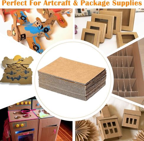 200 Pcs Premium Kraft Brown Corrugated Pads, 3.5x4.7 Inch 2mm Thick, Bulk Flat Cardboard Sheets Corrugated Cardboard Sheets for T-Shirts, Shipping, Mailing, Cardboard Crafts in Saudi Arabia
