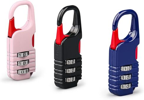 Mini Padlock, BARRYSAIL 3 Pcs Small Locks Set with 3 Digits Combination for Kids Diary Backpack Zipper (Black+Blue+Pink) in Kuwait