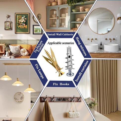 310PCS Self Drilling Drywall Anchors with Screws Kit,5-Sizes Metal Expansion Bolt for Dry Wall,155 PCS Sheetrock Anchors and 155 PCS Screws-No Drill Needed in Kuwait