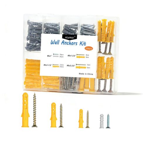 Wall Anchors kit for Hanging Art Decor, 172pcs Picture Hanger Assortment Kit for Drywall Concrete Brick,86pcs Philips Flat Head Screws and 86pcs Dry Wall Anchors,Replace Picture Hanging Nails in Kuwait