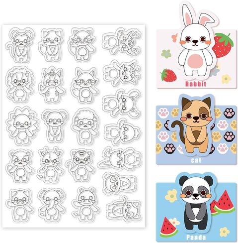 INFUNLY Cat Friend Clear Stamps 6.3"x4.3" Funny Cat Silicone Clear Stamp for Card Making Cartoon Cat Rubber Stamps Wish Words Transparent Stamps for Christmas New Year Gift DIY Scrapbook Photo Album in Kuwait