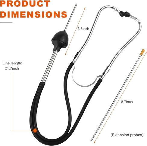 Sun Walker Car Mechanic Stethoscope, Precision Stethoscope Engine Diagnostic Kit with Extended Probe, Professional Automotive Sensitive Hearing Tool for Cars Trucks Motorcycles in Saudi Arabia
