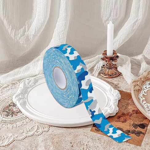 27.43 Yards Blue Camo Tape Cool Camouflage Pattern Athletic Sport Muscles Protective Non Slip Ice Hockey Pucks Skiing Stick Bat Racket Grip Polycotton Duct Tapes for DIY Craft Supply Box in Saudi Arabia