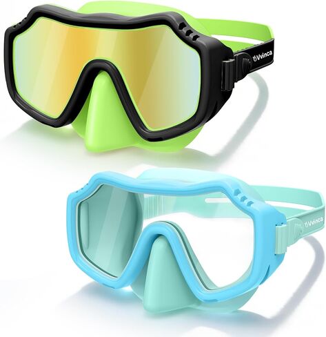Vvinca 2 Pack Kids Swim Goggles with Nose Cover, Anti Fog Snorkel Mask for Boys Girls 3-15, Shatterproof Safety Lens Set in Kuwait
