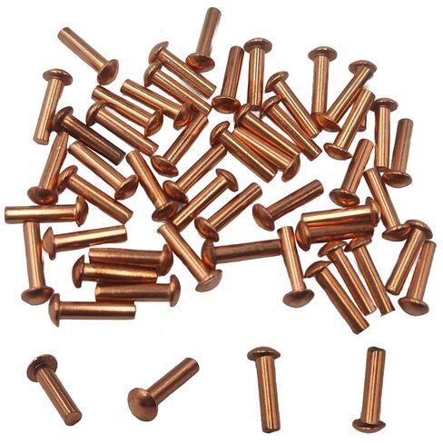 50 قطعة M4x12mm مسامير نحاسية صلبة، مثبتات رأس مستديرة للمشروعات اليدوية والحرف الجلدية، هيكل من النحاس النقي in Kuwait