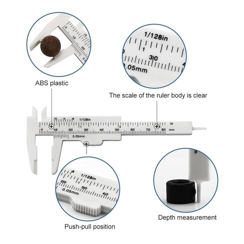 Double Rule Scale Plastic Vernier Caliper Inside Diameter Depth Meter(White) in Saudi Arabia