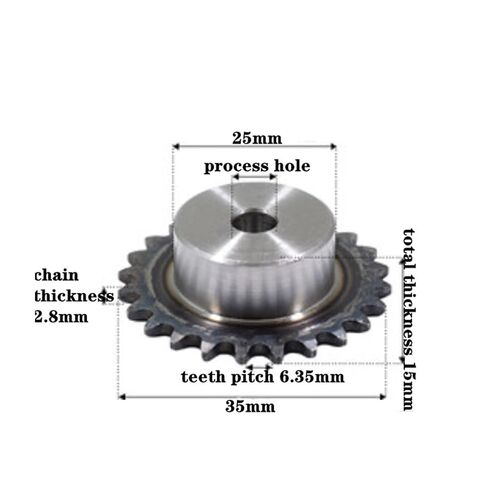 الصلب الثقيلة موتور ترس ترس 04C سلسلة محرك ضرس 16 الأسنان الكربون الصلب والعتاد الملعب 2.8 مللي متر عجلة صناعية in Kuwait