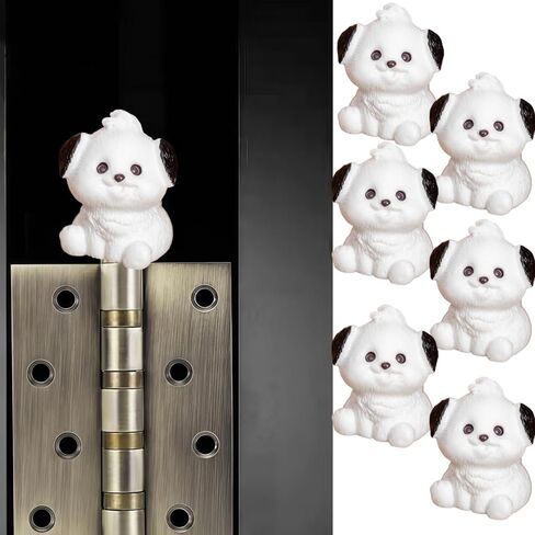 Hinge Heads Decorative Topper Set 6PCS, Home Decoration,Magnetic Hinge Head Toppers Door Hinge, Cute Mini Creative Black Eared Puppy Resin Ornament in Saudi Arabia