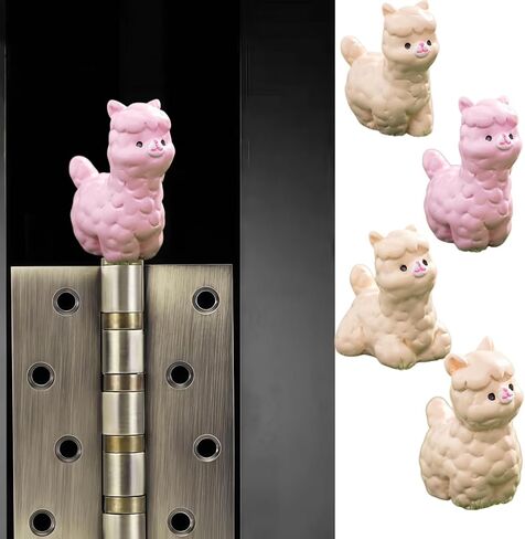 Hinge Heads Decorative Topper Set 4PCS, Home Decoration,Magnetic Hinge Head Toppers Door Hinge, Cute Mini Creative Alpaca Resin Ornament in Saudi Arabia
