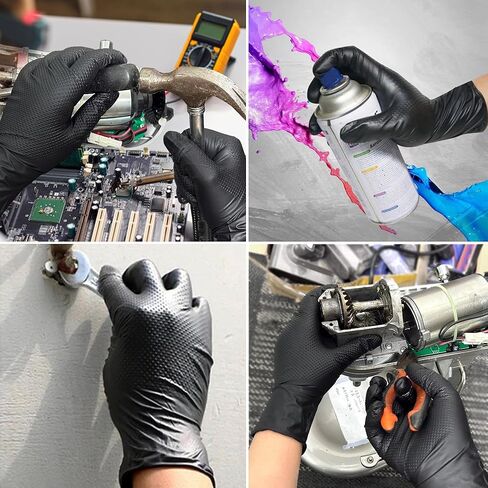TitanFlex Heavy Duty Black Industrial Nitrile Gloves with Raised Diamond Texture, Latex Free (6mil/8mil) in Saudi Arabia