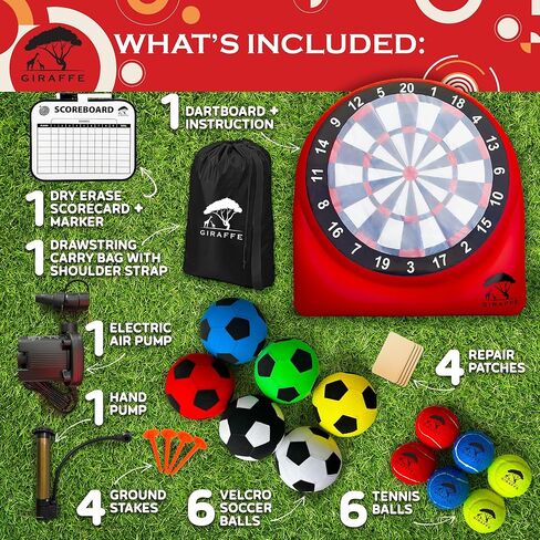 مجموعة ألعاب ساحة رمي السهام العملاقة القابلة للنفخ من GIRAFFE، لوحة رمي السهام العملاقة ذات النفخ الكبير مع مضخة هواء، لعبة الهدف، 6 ألعاب حديقة كبيرة للأطفال، ألعاب قابلة للنفخ في الهواء الطلق، والأنشطة العائلية، وحفلات الكرنفال in Kuwait