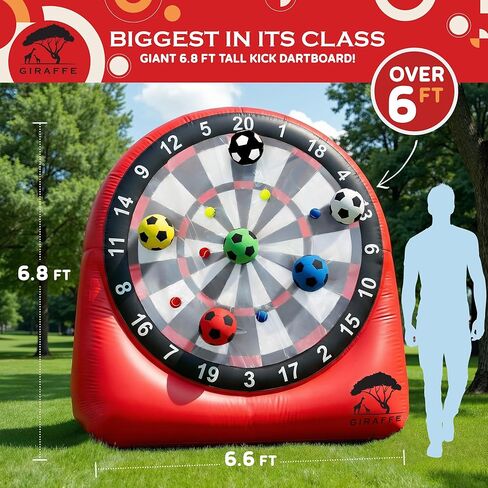 مجموعة ألعاب ساحة رمي السهام العملاقة القابلة للنفخ من GIRAFFE، لوحة رمي السهام العملاقة ذات النفخ الكبير مع مضخة هواء، لعبة الهدف، 6 ألعاب حديقة كبيرة للأطفال، ألعاب قابلة للنفخ في الهواء الطلق، والأنشطة العائلية، وحفلات الكرنفال in Kuwait