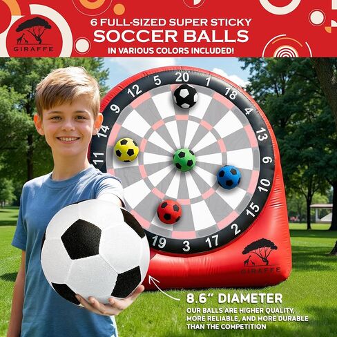 مجموعة ألعاب ساحة رمي السهام العملاقة القابلة للنفخ من GIRAFFE، لوحة رمي السهام العملاقة ذات النفخ الكبير مع مضخة هواء، لعبة الهدف، 6 ألعاب حديقة كبيرة للأطفال، ألعاب قابلة للنفخ في الهواء الطلق، والأنشطة العائلية، وحفلات الكرنفال in Kuwait