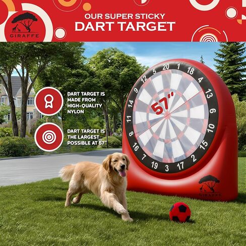 مجموعة ألعاب ساحة رمي السهام العملاقة القابلة للنفخ من GIRAFFE، لوحة رمي السهام العملاقة ذات النفخ الكبير مع مضخة هواء، لعبة الهدف، 6 ألعاب حديقة كبيرة للأطفال، ألعاب قابلة للنفخ في الهواء الطلق، والأنشطة العائلية، وحفلات الكرنفال in Kuwait