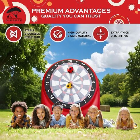 مجموعة ألعاب ساحة رمي السهام العملاقة القابلة للنفخ من GIRAFFE، لوحة رمي السهام العملاقة ذات النفخ الكبير مع مضخة هواء، لعبة الهدف، 6 ألعاب حديقة كبيرة للأطفال، ألعاب قابلة للنفخ في الهواء الطلق، والأنشطة العائلية، وحفلات الكرنفال in Kuwait