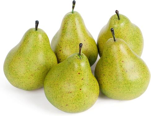 5pcs الكمثرى مزيفة الفواكه الاصطناعية الزاهية براون بني زخرفة المحاكاة ثمار الكمثرى فواك in Saudi Arabia