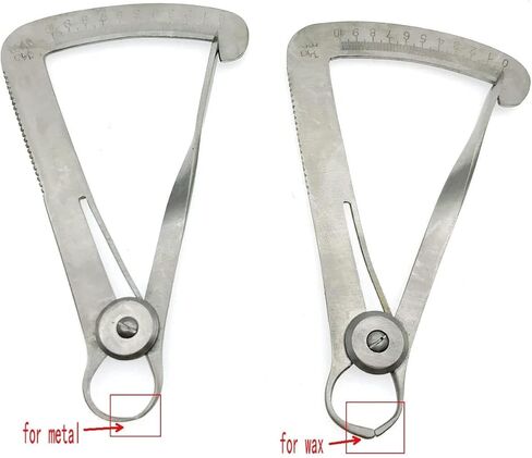 Dental Wax Caliper – Precision Measuring Tool for Wax, Rubber, Metal & Leather Sheets (0-10mm) – Spring Action, Dual-Sided Engraved Scale, Stainless Steel(2Pcs) in Saudi Arabia