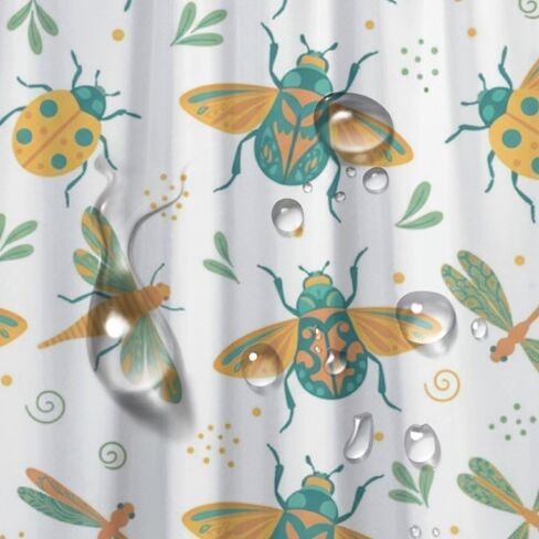 ستارة دش ديكور الحمام بتصميم الحشرات، ستارة دش حمام المزرعة المقاومة للماء في الصيف، ستائر ممتعة للعطلات من القماش قابلة للغسل للتخييم في منتصف القرن الحديث 72 × 72 بوصة in Kuwait