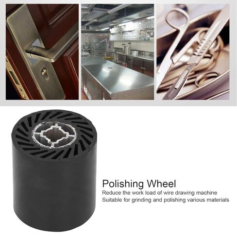 Rubber Polishing Wheel, Wire Drawing Machine Accessory, 90x100mm, Black - High Strength Hard Rubber, Low Noise Operation, Suitable for Stainless Steel Polishing in Saudi Arabia