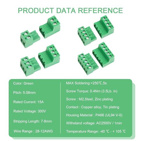 25Set 5.08 مللي متر الملعب المسمار محطة كتلة موصل للتوصيل (2Pin 3Pin 4Pin 5Pin) ، ل فينيكس التوصيل لكابل 28-12AWG in Kuwait