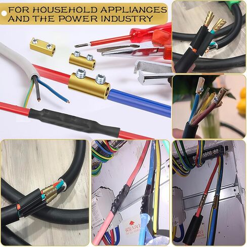 50 قطعة 2، 4، 6، 8، 10، 12AWG موصلات الأسلاك، محطة توصيل الأسلاك السريعة، موصل سلك موصل الدائرة مع مسامير، أنابيب الانكماش الحراري ومفتاح الربط، للأجهزة المنزلية وصناعة الطاقة in Saudi Arabia