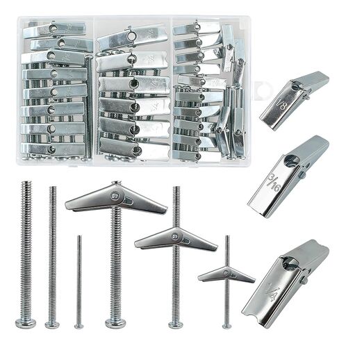 28 Sets Hollow Wall Anchors, Toggle Bolts, Wing Nuts Heavy Duty Metal Drywall Anchor Kit 3 Sizes Butterfly Anchors and Screws for Drywall Ceiling Hang Shelves Hollow Wall (1/8, 3/16, 1/4) in Saudi Arabia