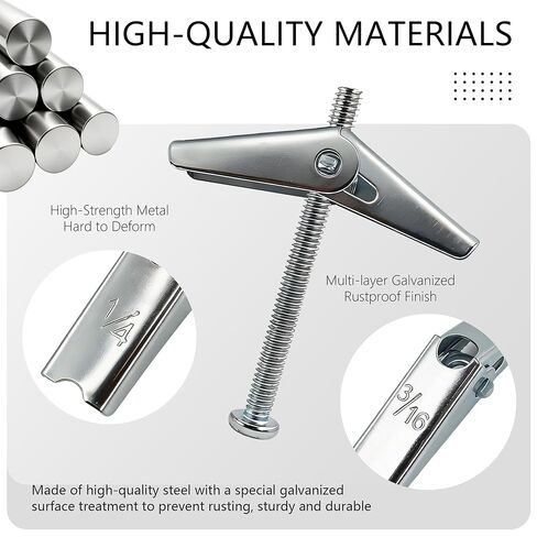 28 Sets Hollow Wall Anchors, Toggle Bolts, Wing Nuts Heavy Duty Metal Drywall Anchor Kit 3 Sizes Butterfly Anchors and Screws for Drywall Ceiling Hang Shelves Hollow Wall (1/8, 3/16, 1/4) in Saudi Arabia