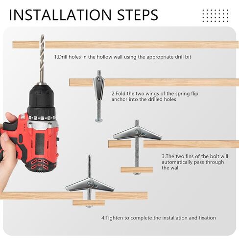 28 Sets Hollow Wall Anchors, Toggle Bolts, Wing Nuts Heavy Duty Metal Drywall Anchor Kit 3 Sizes Butterfly Anchors and Screws for Drywall Ceiling Hang Shelves Hollow Wall (1/8, 3/16, 1/4) in Saudi Arabia