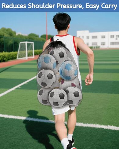 4 قطع من أكياس الكرات الشبكية الكبيرة جدًا من Youeon مقاس 30 × 40 بوصة، حقيبة كرات رياضية شديدة التحمل مع رباط إغلاق وحزام كتف قابل للتعديل، أكياس تخزين كرات سوداء لجميع أنواع الكرات، والغسيل in Kuwait