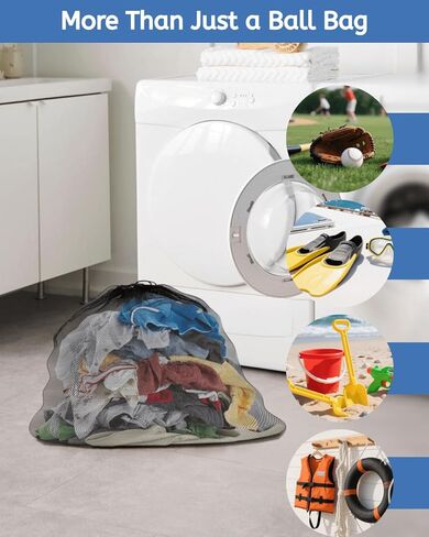 4 قطع من أكياس الكرات الشبكية الكبيرة جدًا من Youeon مقاس 30 × 40 بوصة، حقيبة كرات رياضية شديدة التحمل مع رباط إغلاق وحزام كتف قابل للتعديل، أكياس تخزين كرات سوداء لجميع أنواع الكرات، والغسيل in Kuwait